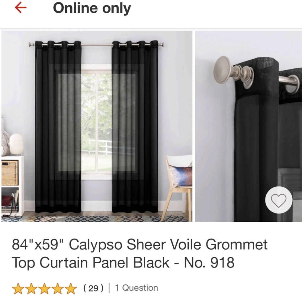 84" x 59" Calypso Black Sheer Curtains